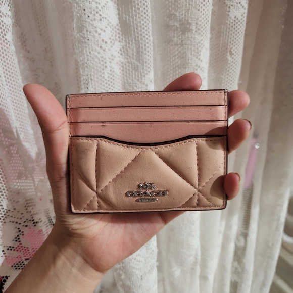 Coach Handbags - Coach Blush Pink Quilted Leather Card Case